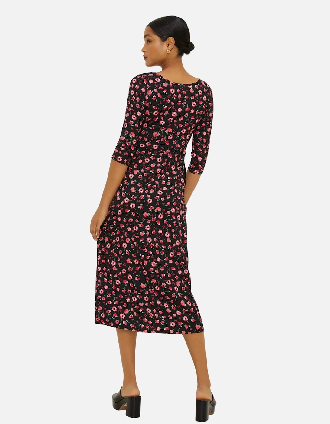 Womens/Ladies Ditsy Print 3/4 Sleeve Midi Dress