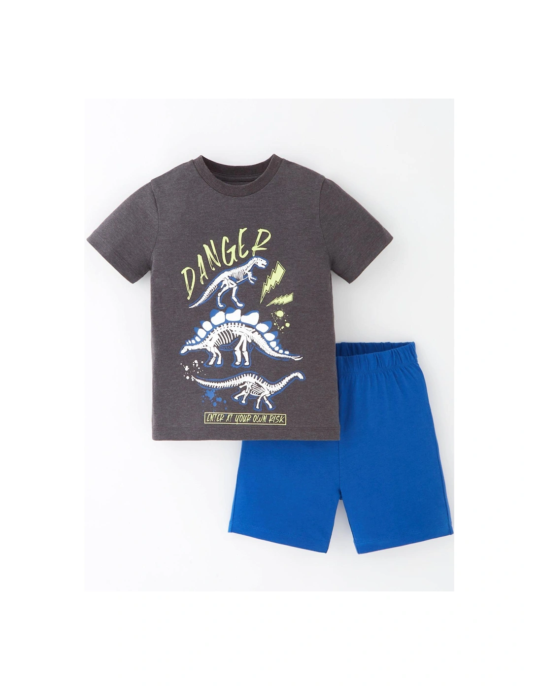 Boys Dinosaur Short Sleeve T-shirt and Short Set - Blue, 5 of 4