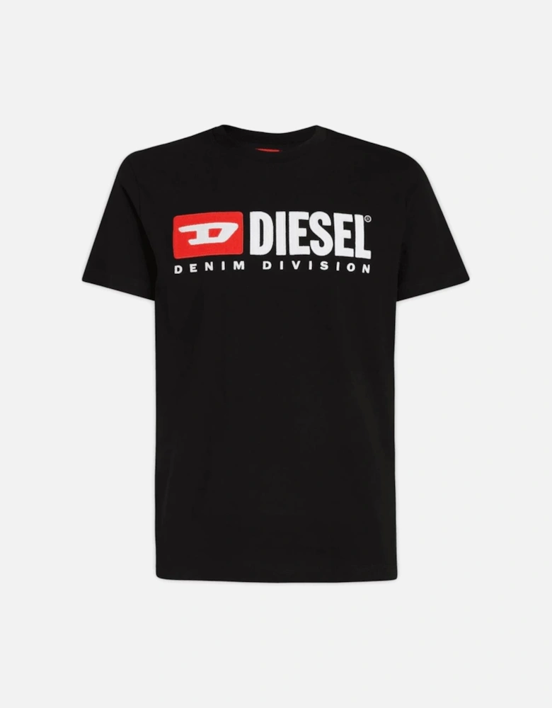 T-DIEGOR Embroidered Logo Cotton Black T-Shirt