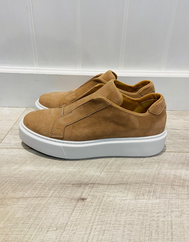 Cinnamon suede slip on trainer