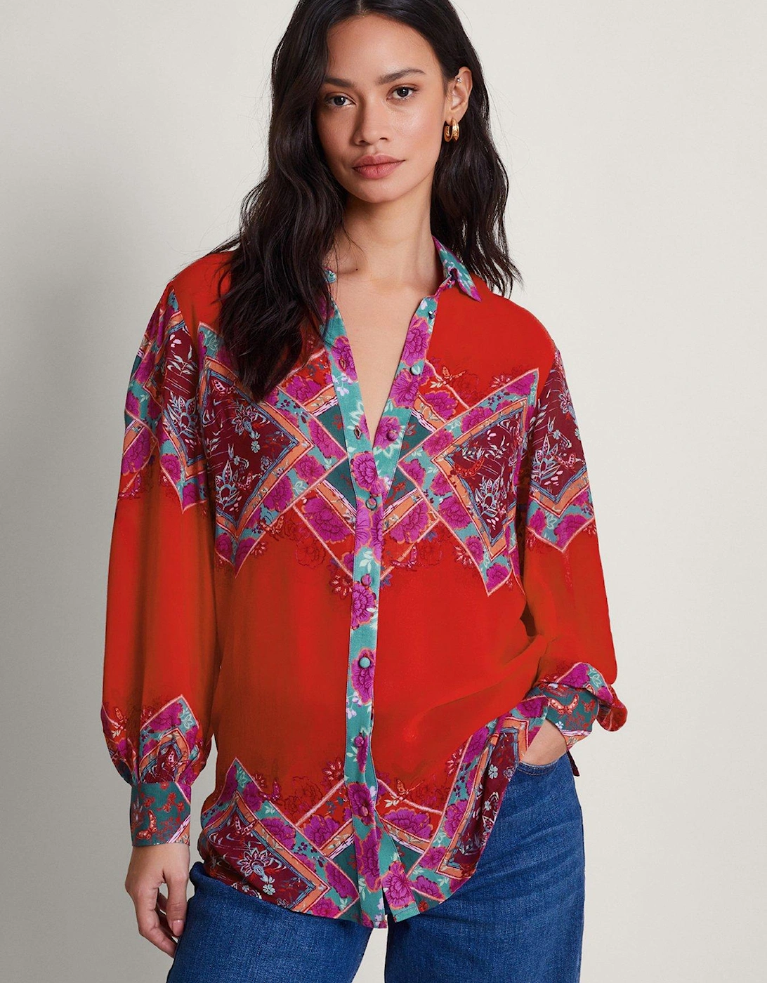 Tiffany Oriental Blouse - Red, 2 of 1