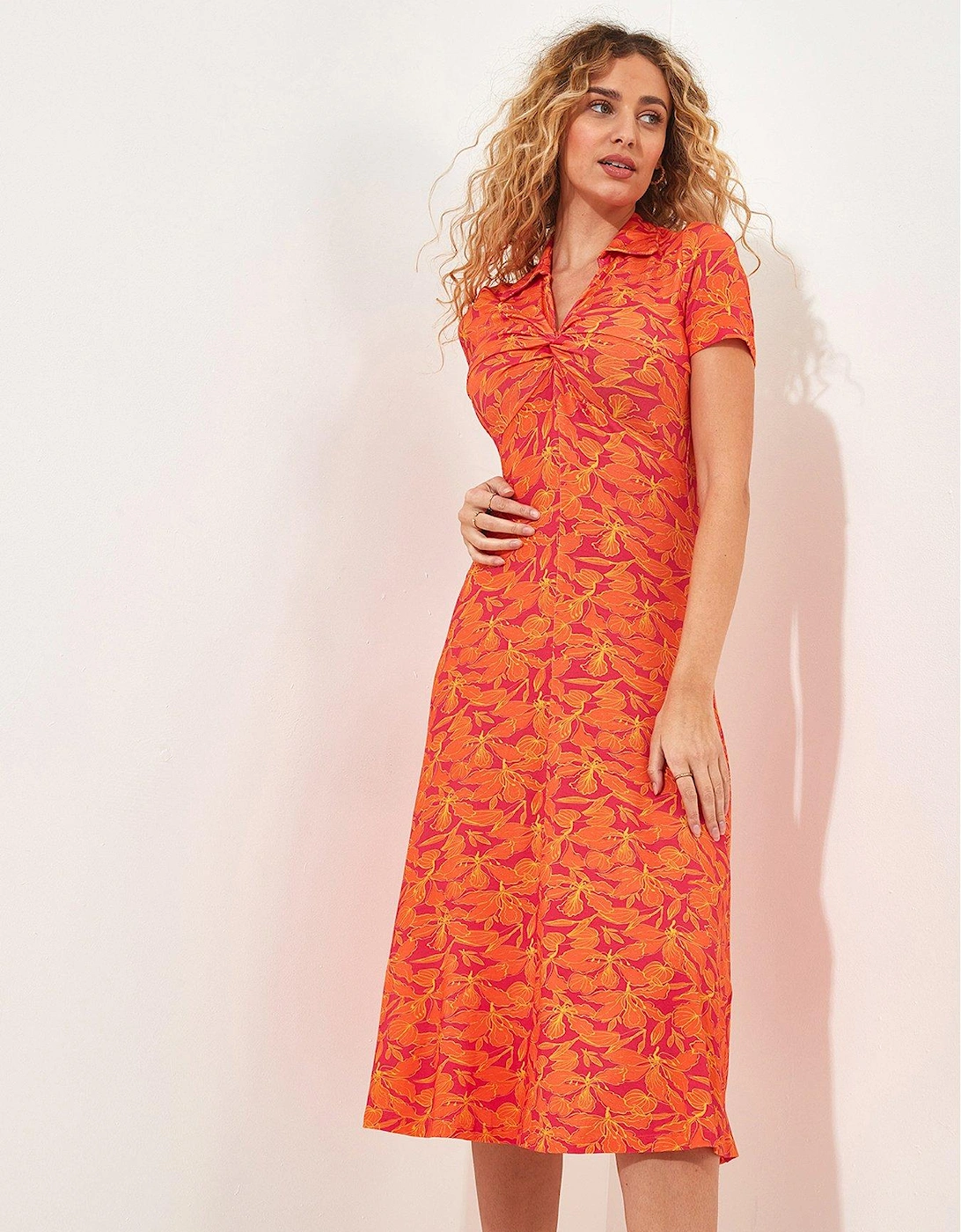 Printed Jersey Midi Dress - Orange, 6 of 5