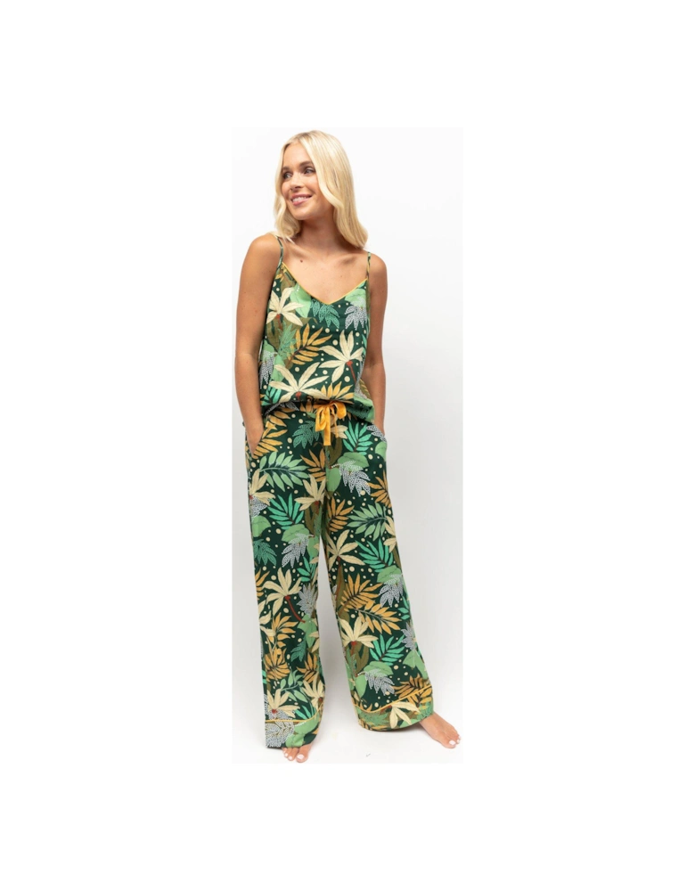 Palm Leaf Print Cami &wide Leg Pyjama