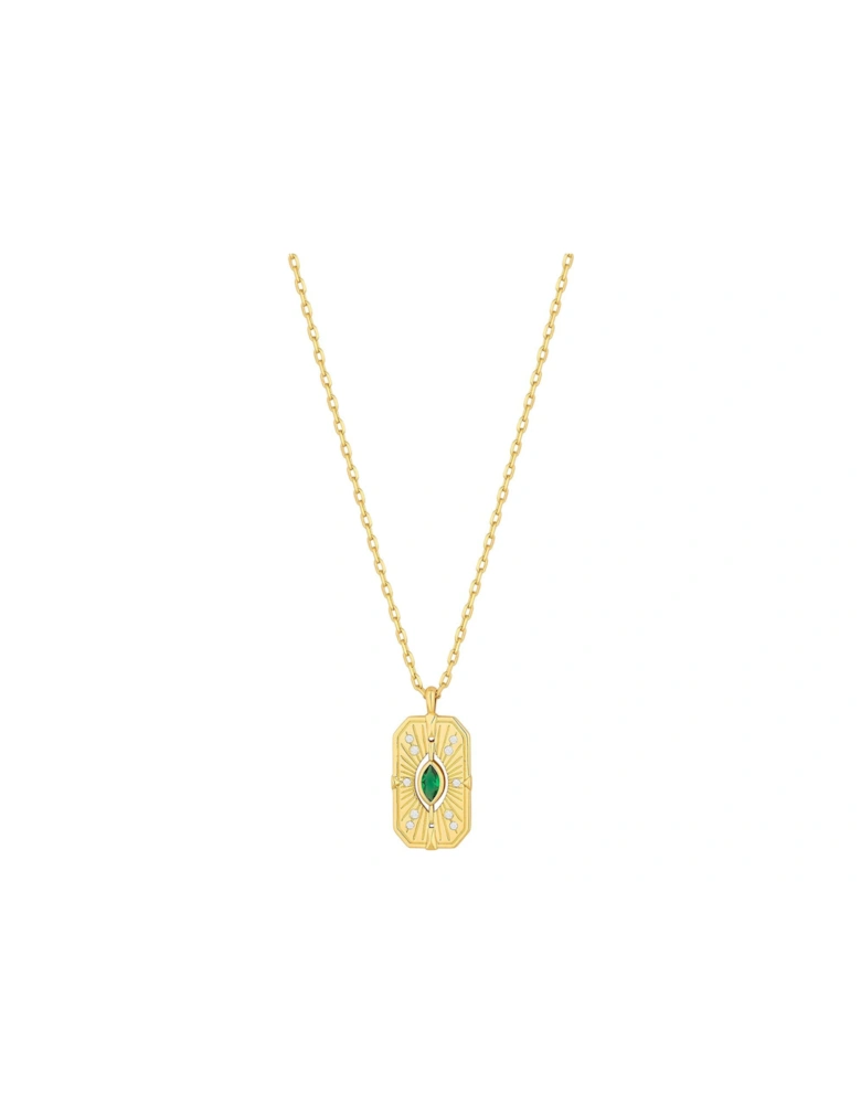 GOLD PLATE CUBIC ZIRCONIA AND EMERALD PENDANT