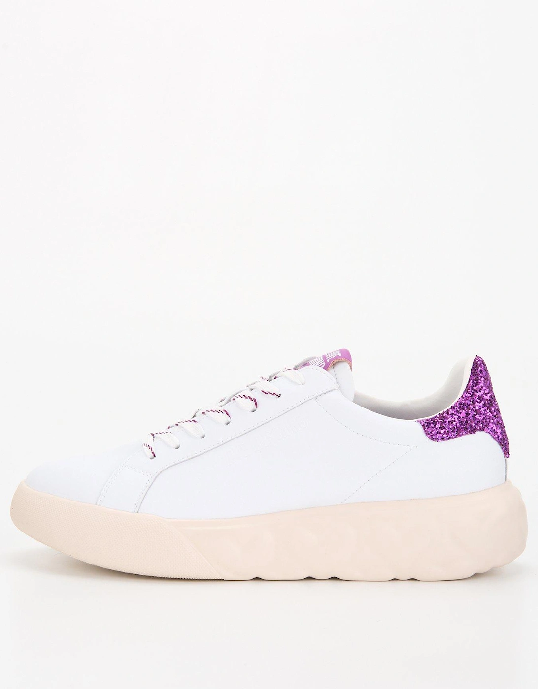 Glitter Heel Tab Chunky Trainer - White/purple 10b, 3 of 2