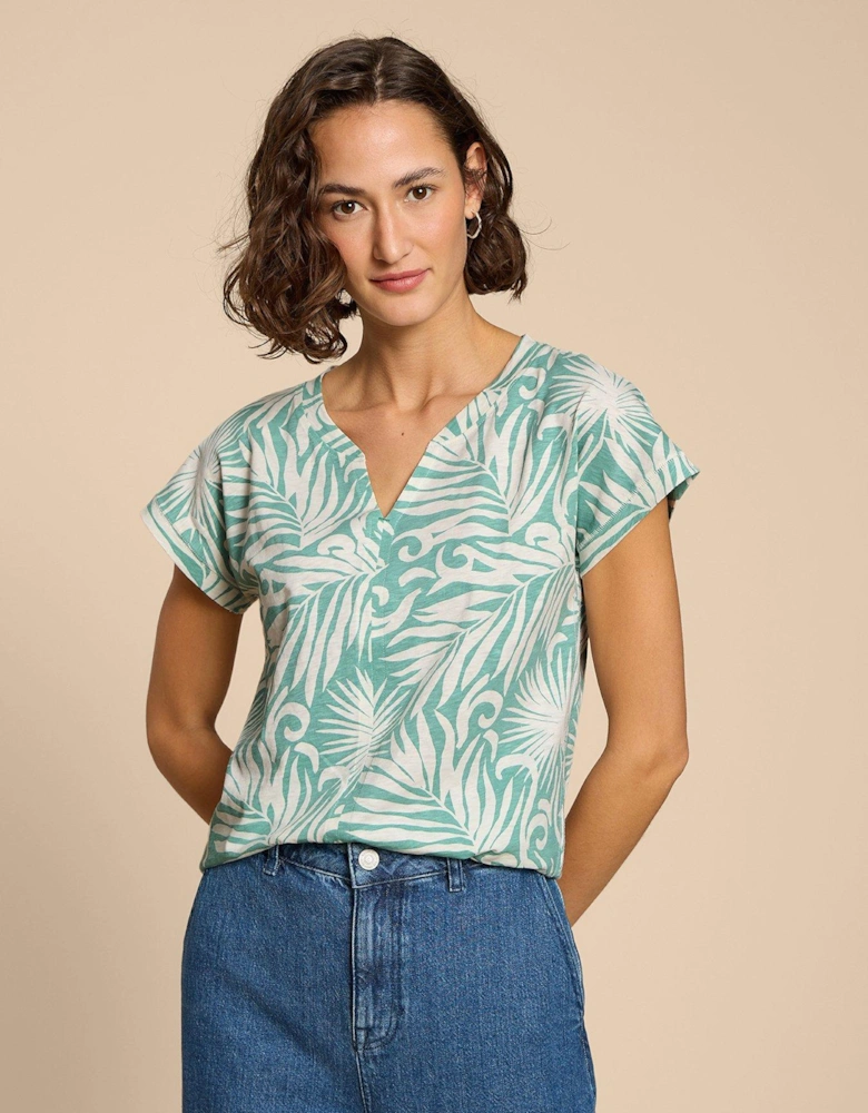 Nelly Notch Neck T-shirt - Teal