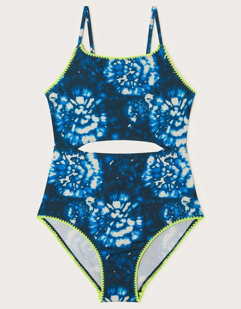 Girls Storm Tie Dye Swimsuit - Blue