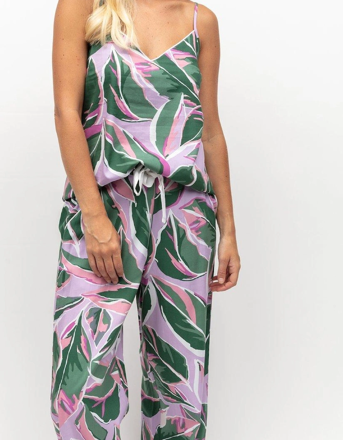 Leaf Print Cami & Wide Leg Pyjama Set, 2 of 1