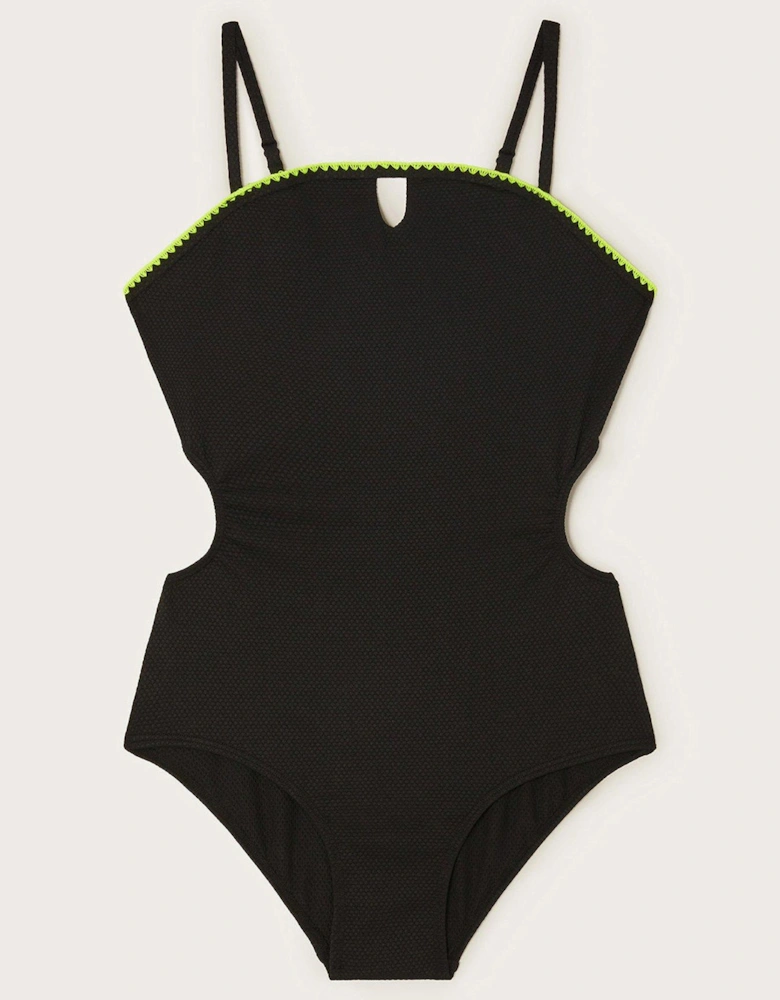 Girls Storm Texture Swimsuit - Black