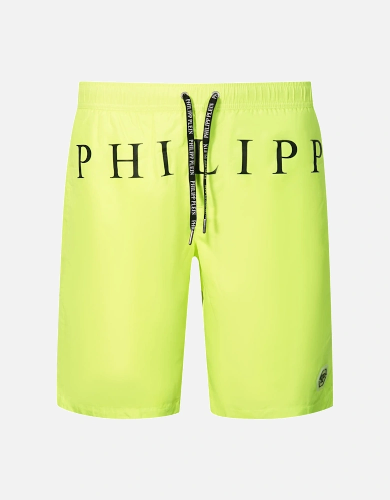 Brand Logo Fluorescent Yellow Swim Shorts