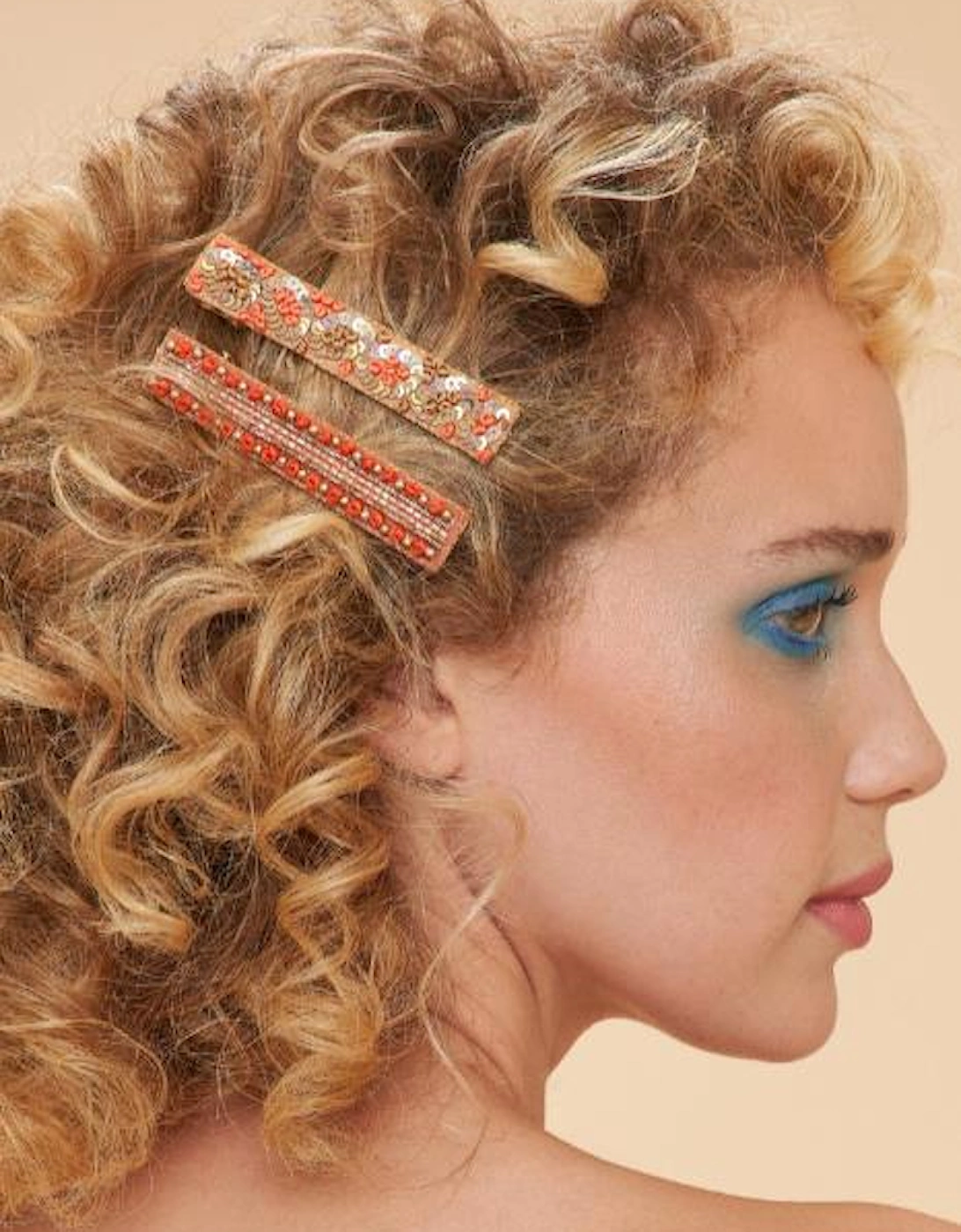 Narrow Jewelled Hair Bar - Coral Ovals & Beads, 3 of 2