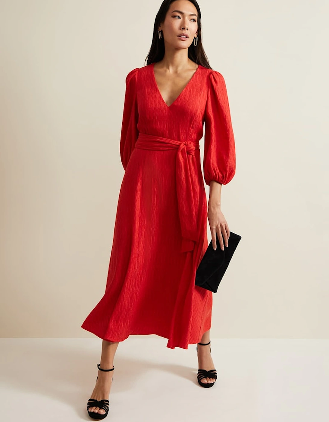 Marilyn Puff Sleeve Midi Dress, 2 of 1