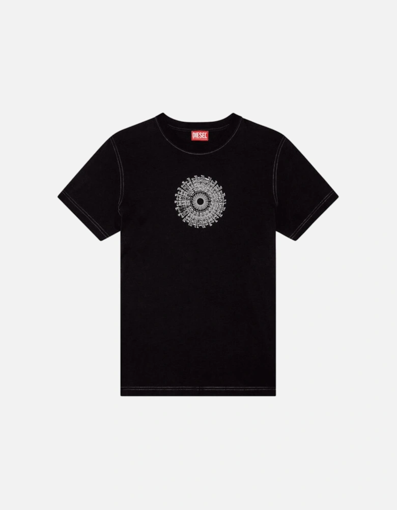 T-DIEGOR-K71 Graphic Ring Logo Black T-Shirt