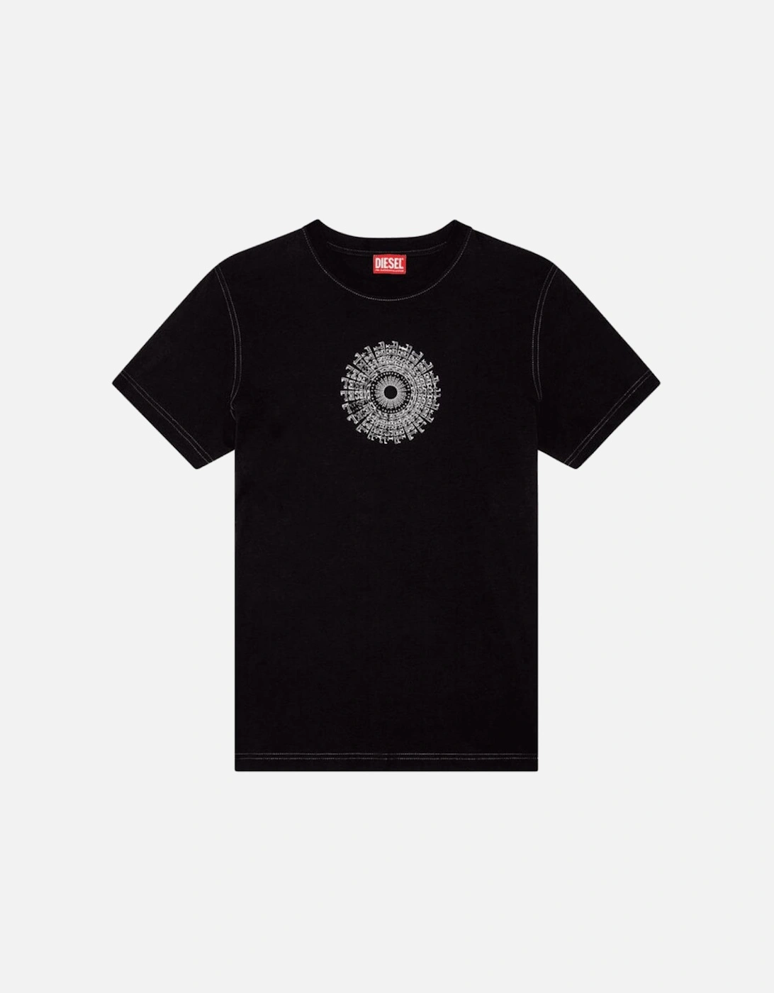 T-DIEGOR-K71 Graphic Ring Logo Black T-Shirt, 4 of 3