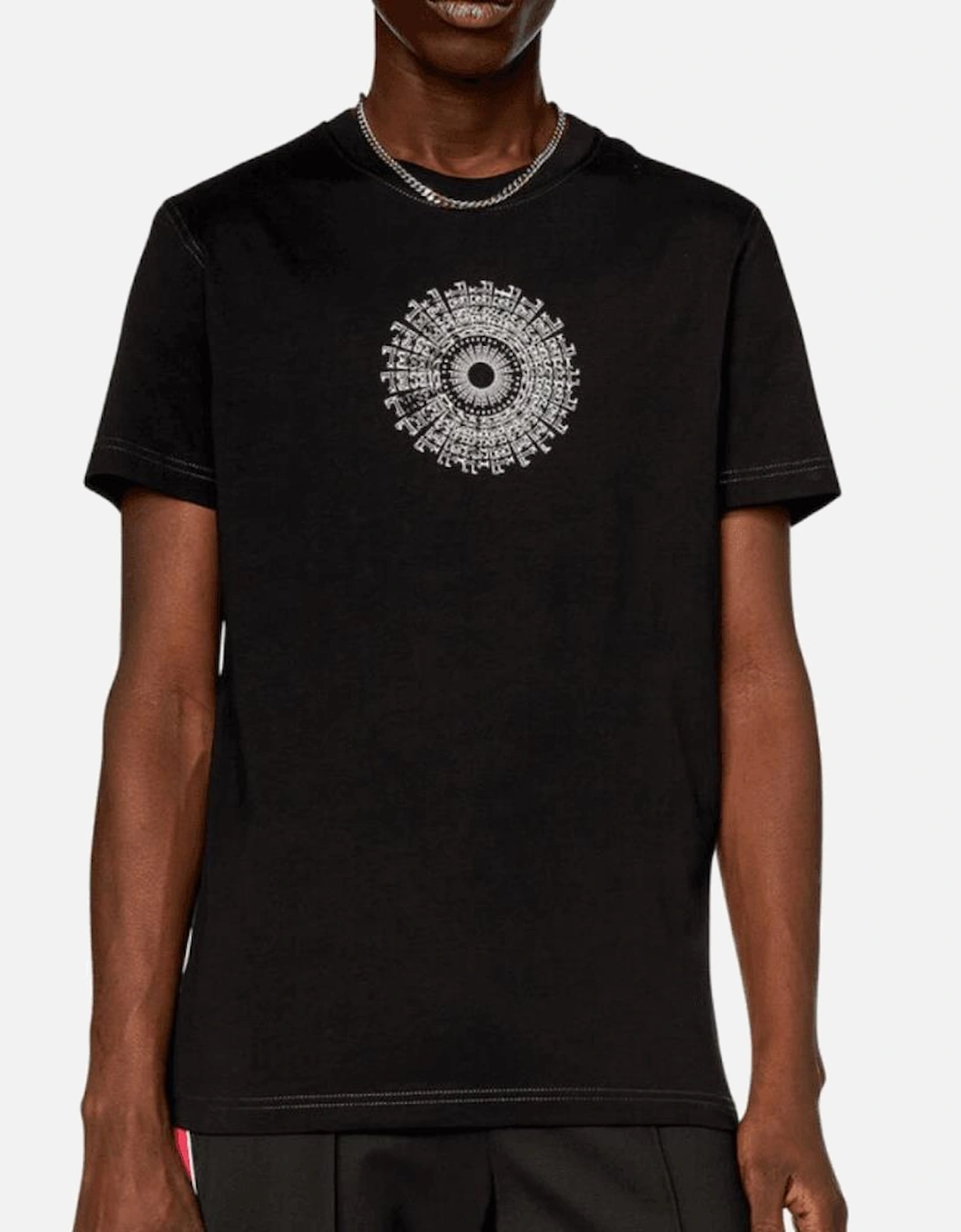 T-DIEGOR-K71 Graphic Ring Logo Black T-Shirt