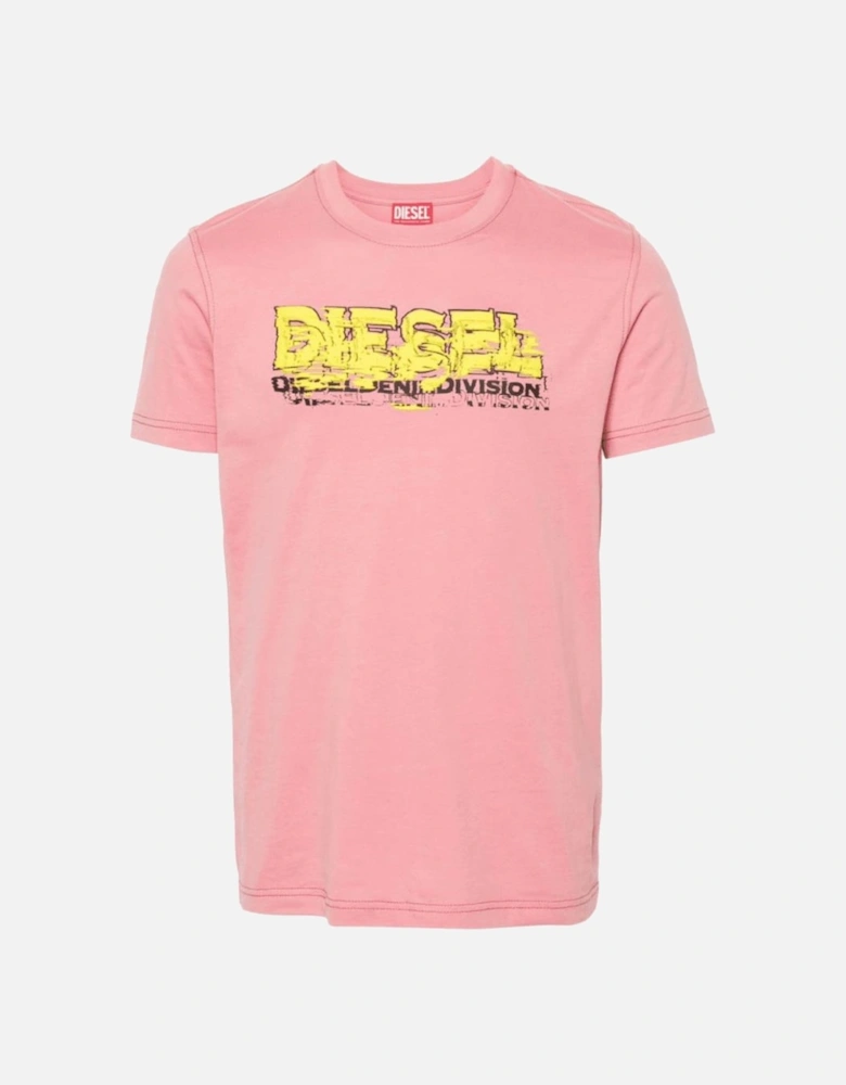 T-DIEGOR-K70 Graphic Logo Salmon Pink T-Shirt