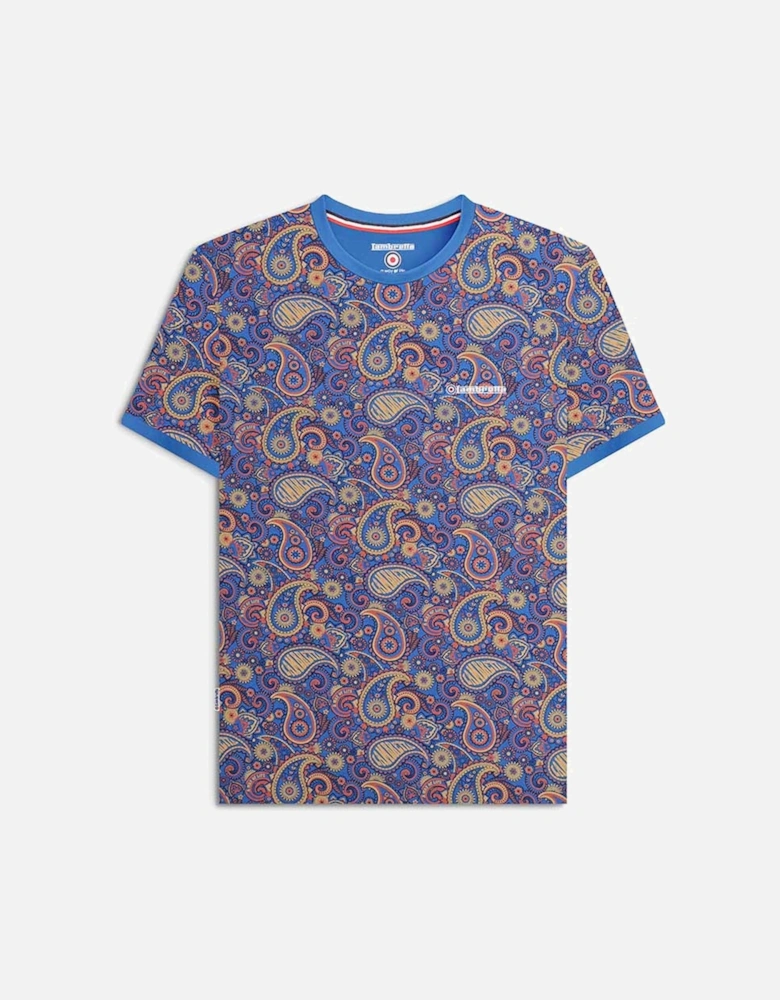 Mens Paisley Crew Neck Cotton T-Shirt