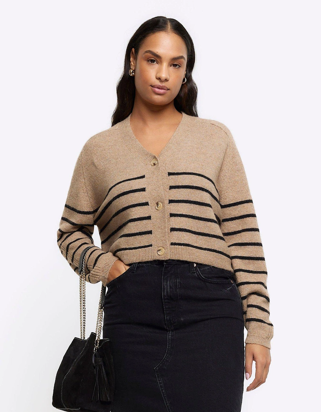 Cropped Knit Cardigan - Light Brown, 6 of 5
