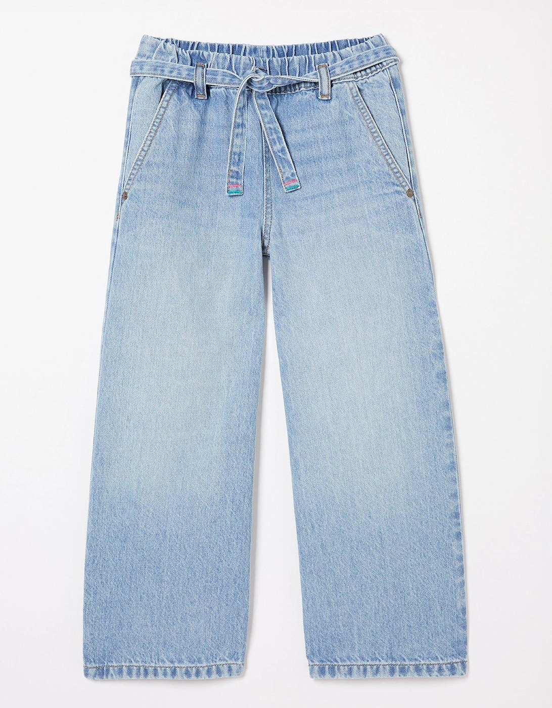 Girls Soft Denim Wide Leg Jeans - Denim Blue, 3 of 2