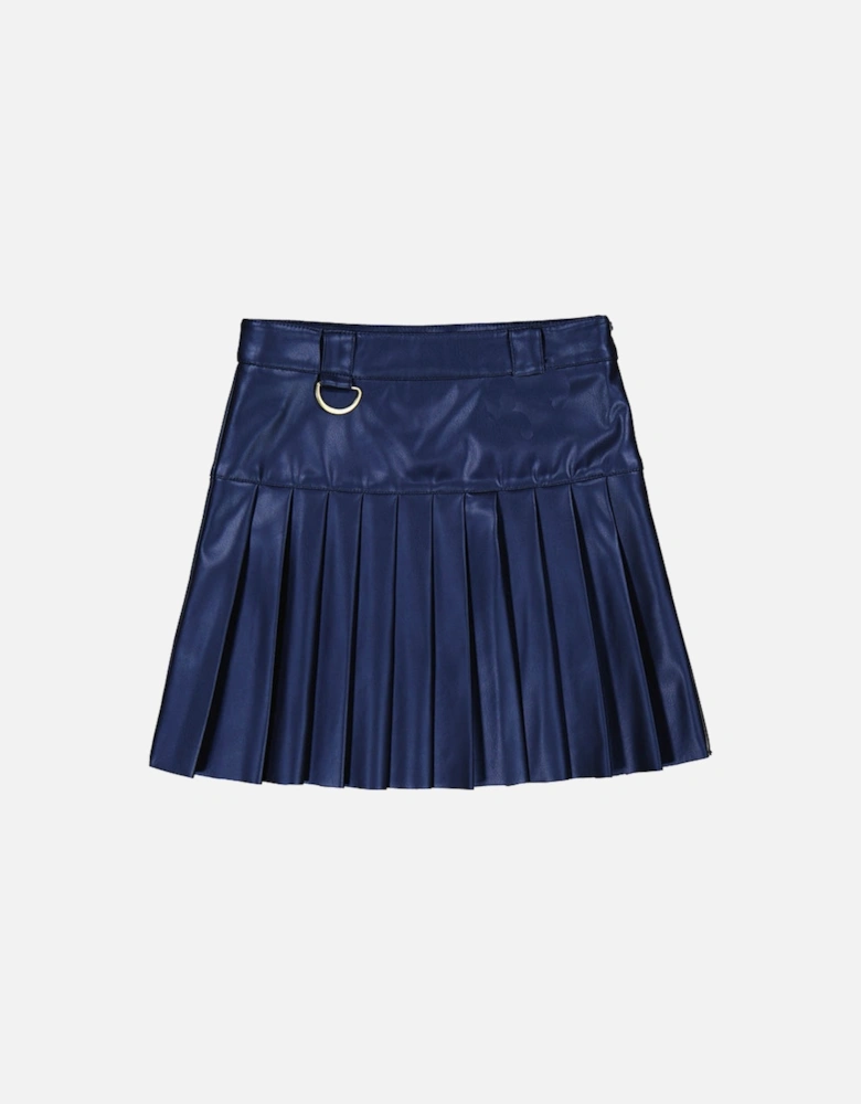 blue faux leather skirt