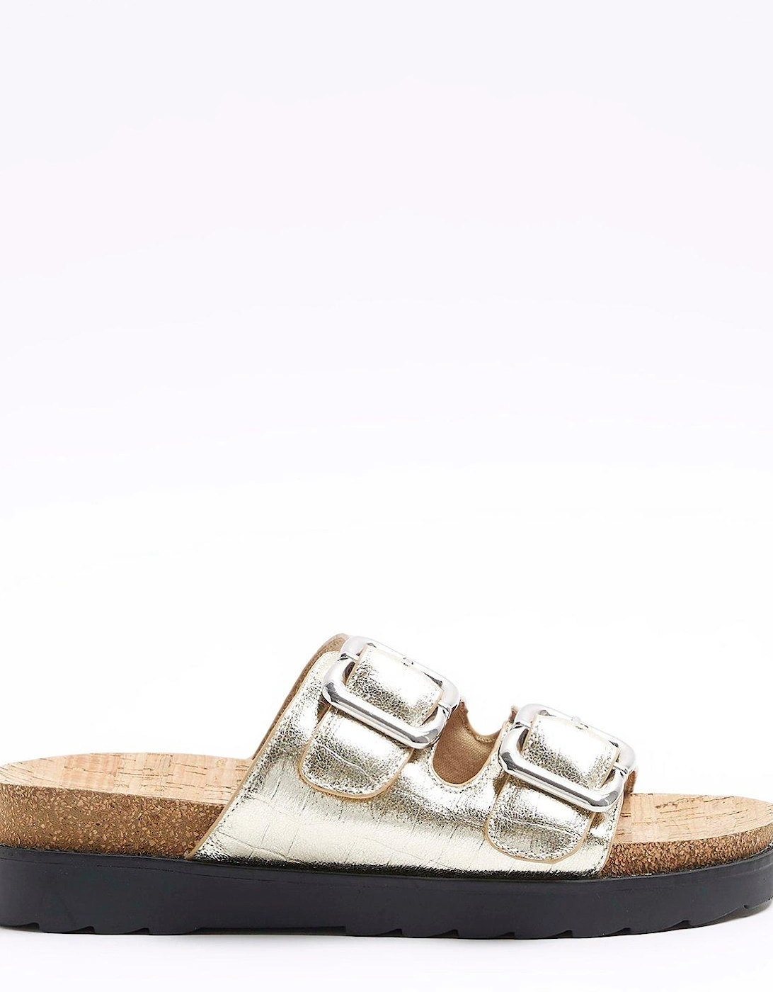 Wide Fit Double Buckle Sandal - Gold, 5 of 4