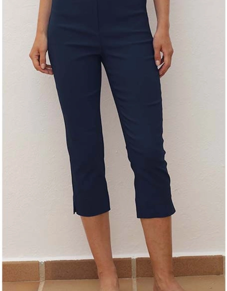 Crop Bengaline Trousers Navy