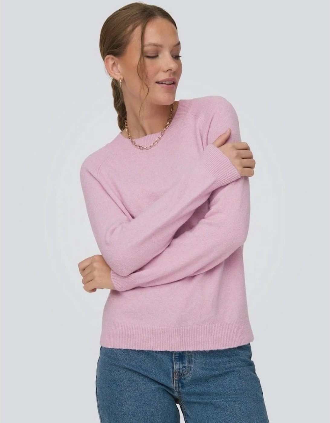 Rica O-Neck Long Sleeve Knitted Pullover - Pastel Lavender