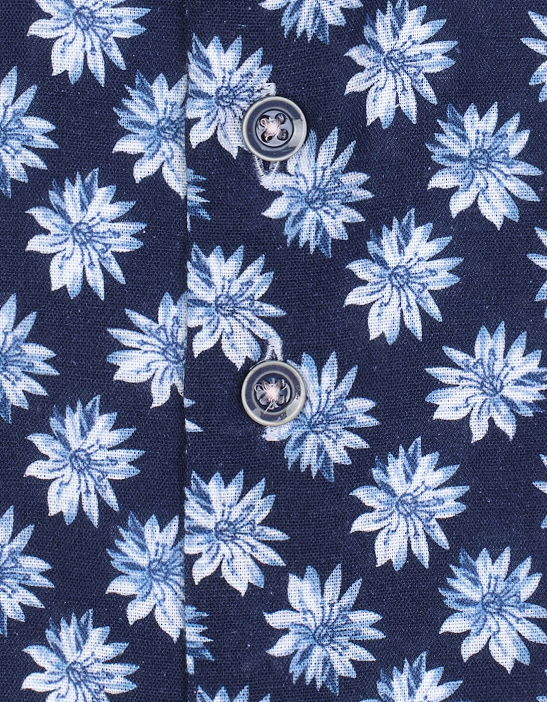 Floral Linen Shirt Blue