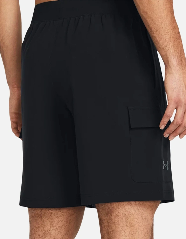 Mens Stretch Woven Cargo Shorts (Black)