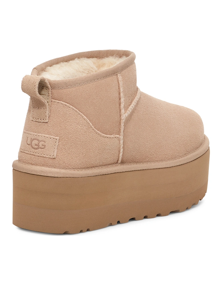 Womens Classic Ultra Mini Platform Boots (Sand)