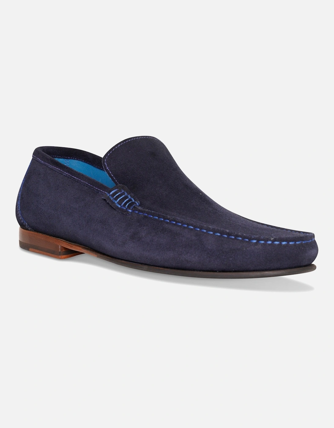 Mens Nicholson Suede Loafers (Navy), 4 of 3