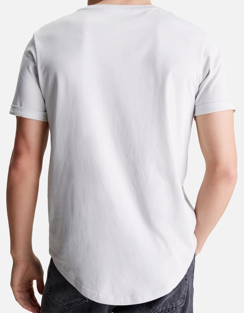 Mens Badge Turn-Up Sleeve T-Shirt (Light Grey)