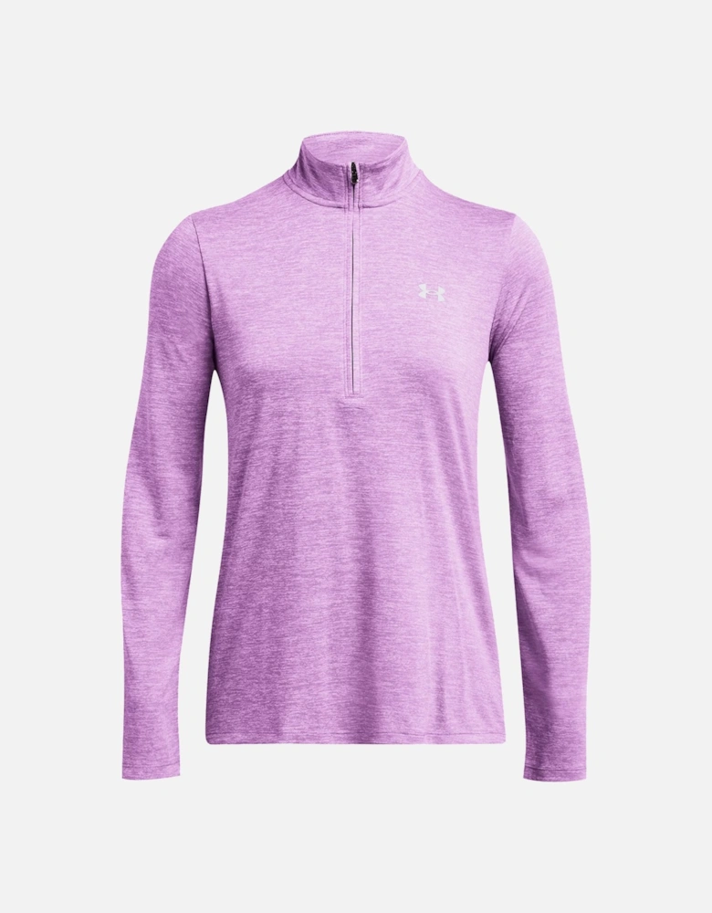 Womens 1/2 Zip Tech Twist T-Shirt (Purple)
