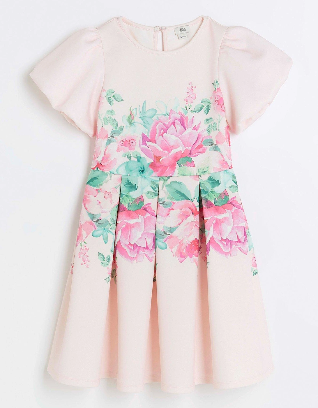 Girls Floral Puff Sleeve Dress - Pink, 3 of 2