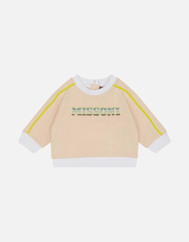 Baby Boys Peach Logo Cotton Sweatshirt