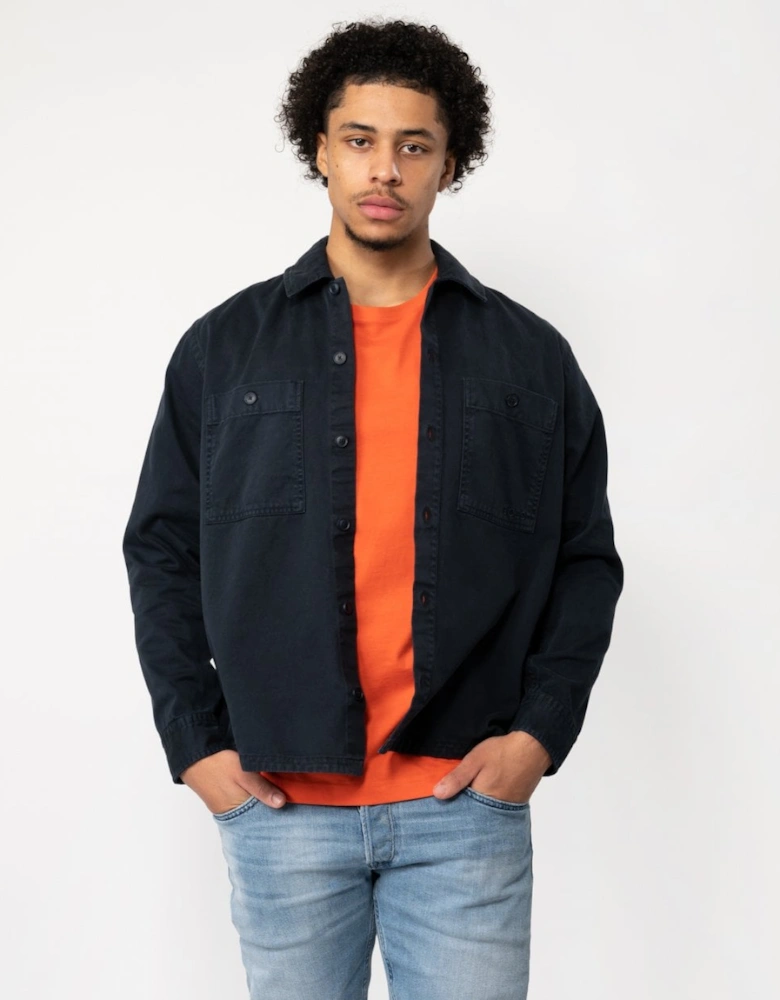 Orange Locky 1 Mens Oversized-Fit Cotton Twill Overshirt
