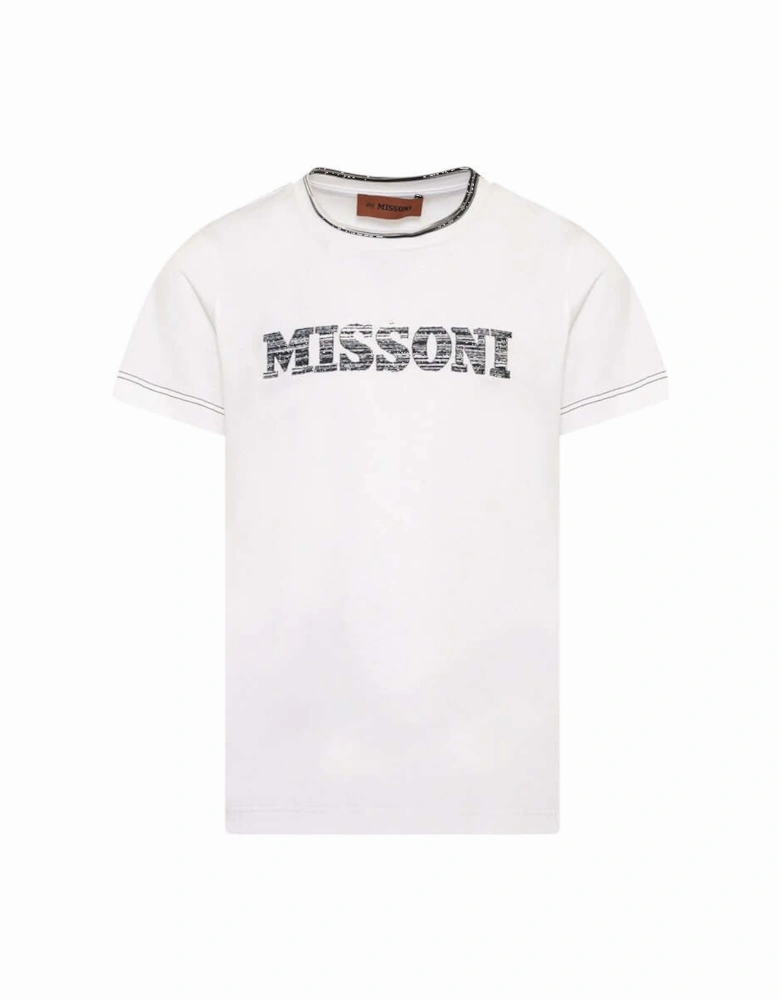 Boys White Distorted Logo T-Shirt