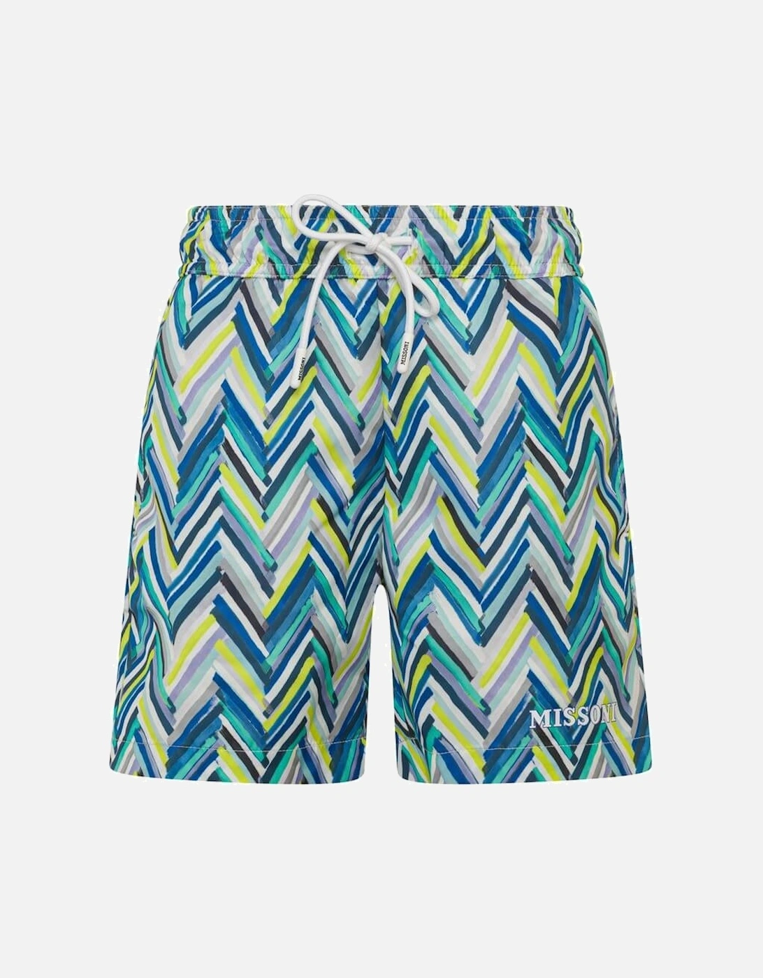 Boys Blue & Yellow Zig Zag Swimming Shorts, 3 of 2