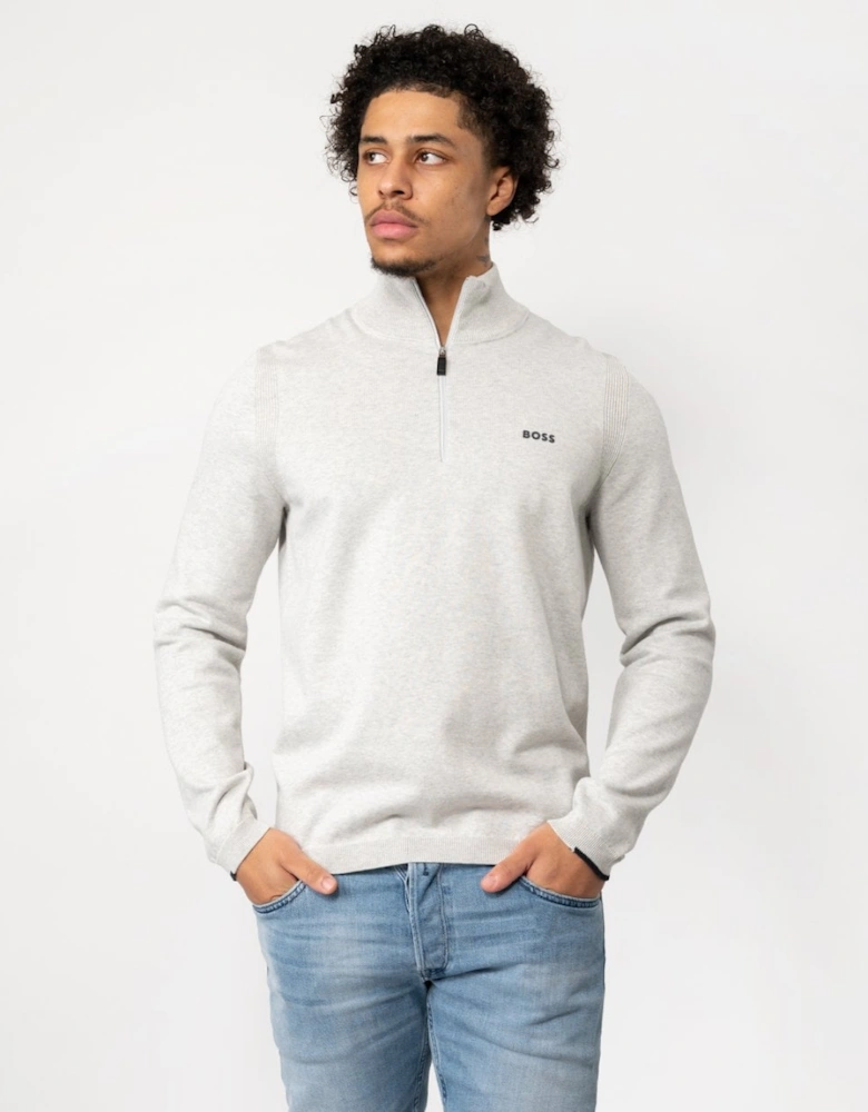 BOSS Green Ever-X Mens Cotton Blend Zip-Neck Sweater with Logo Print