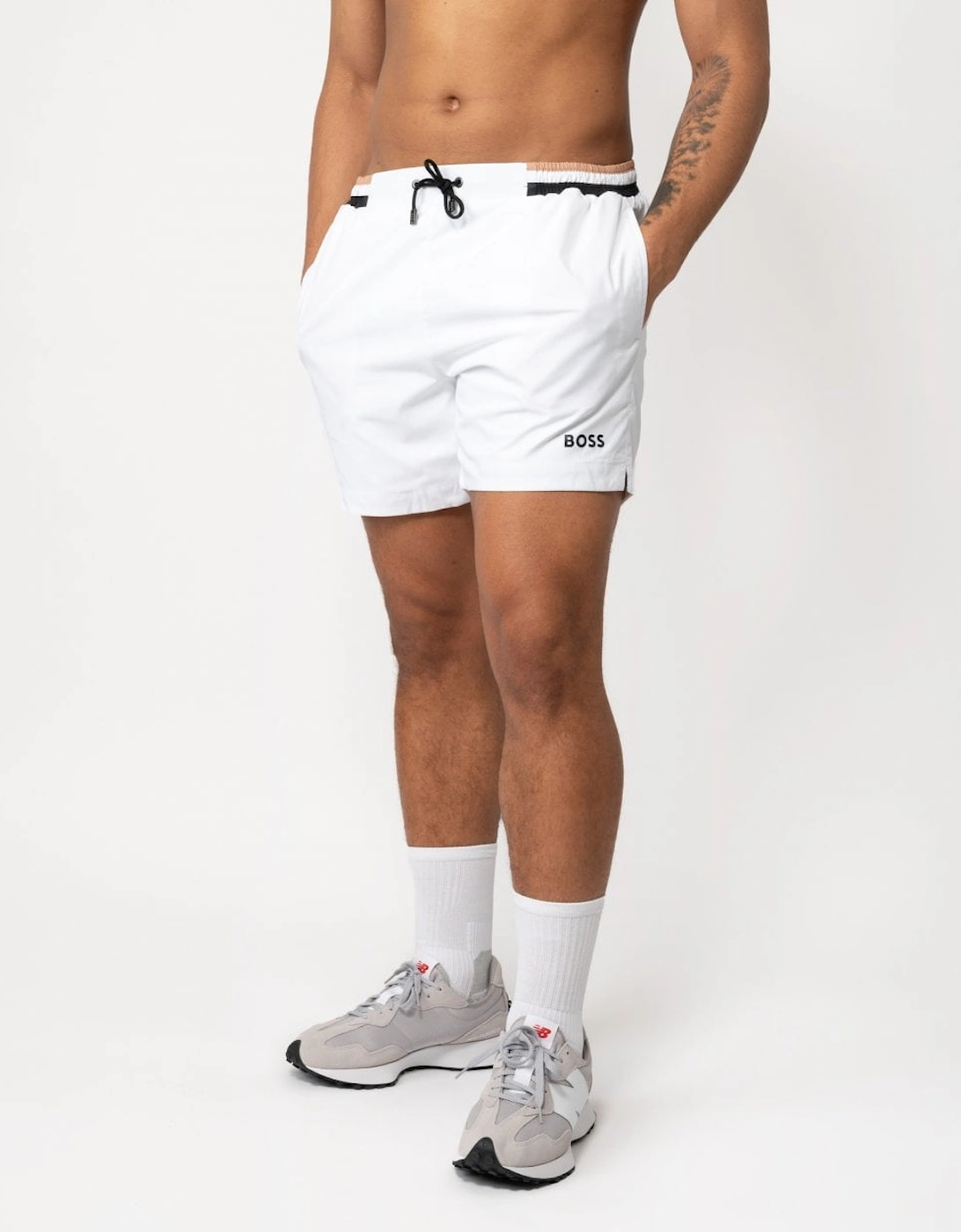 Orange Isle Mens Ripstop-Fabric Swim Shorts with Contrast Logo, 5 of 4