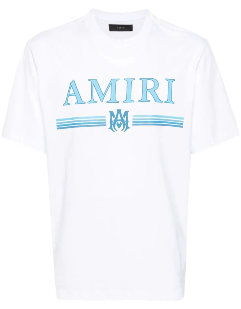MA Bar Blue Logo Printed T-Shirt in White