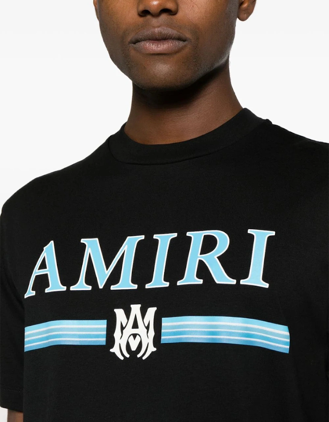 MA Bar Blue Logo Printed T-Shirt in Black