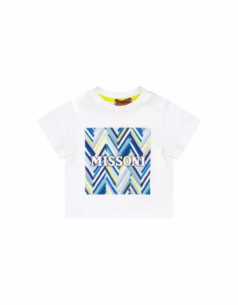 Baby Boys Blue Graphic Cotton  Logo T-Shirt