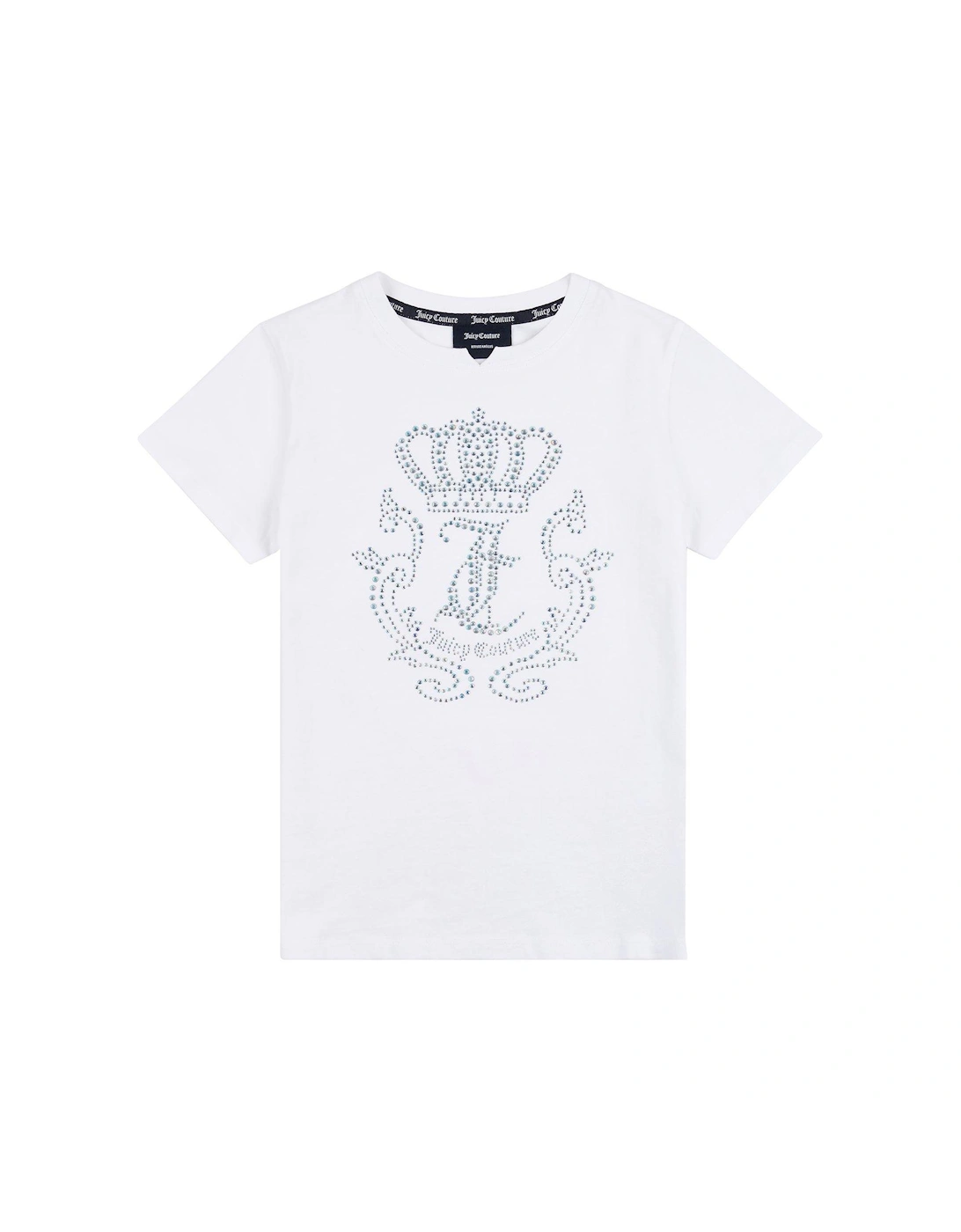 Girls Black Label Diamante Crown Short Sleeve T-shirt - Bright White, 3 of 2