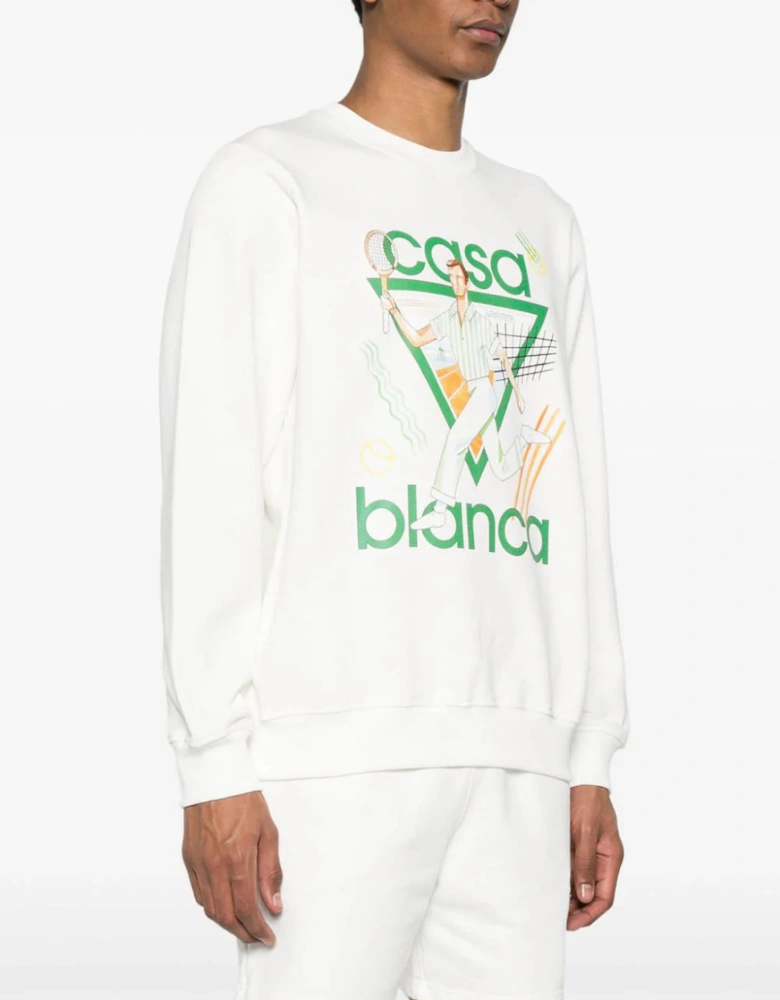 Le Jeu Printed Cotton Sweatshirt in White