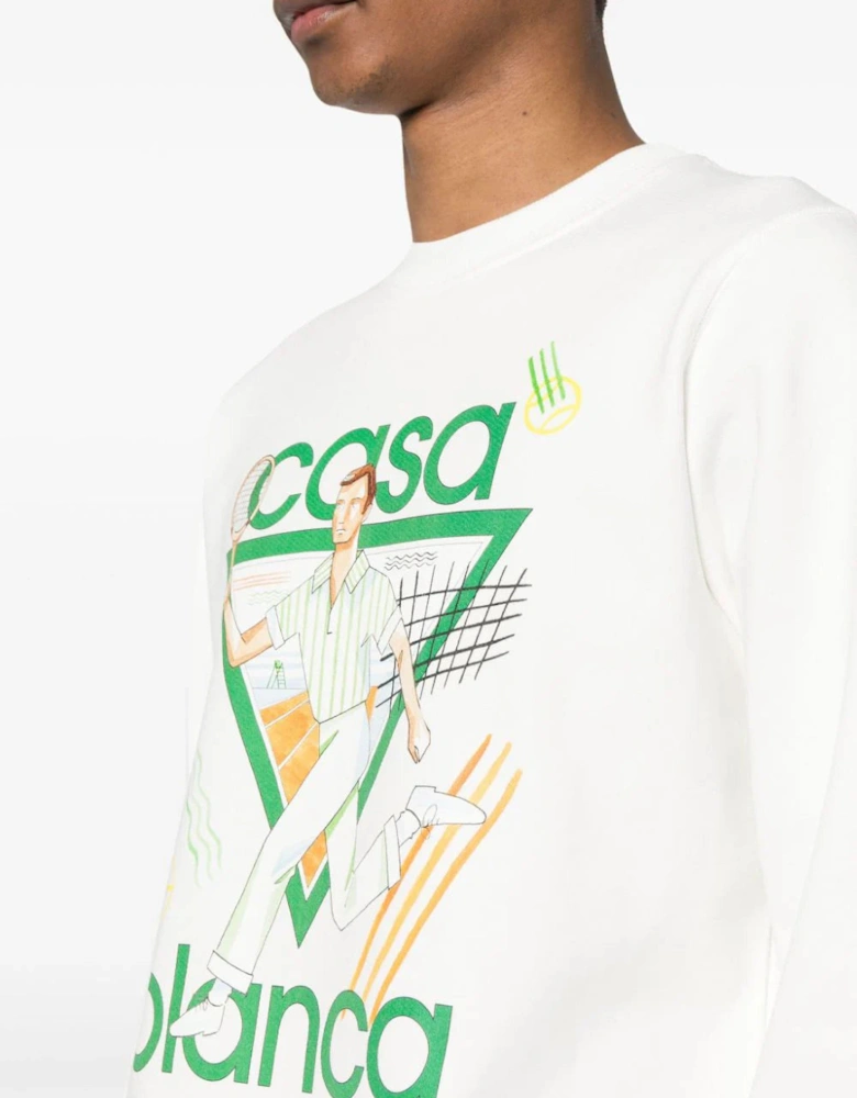 Le Jeu Printed Cotton Sweatshirt in White