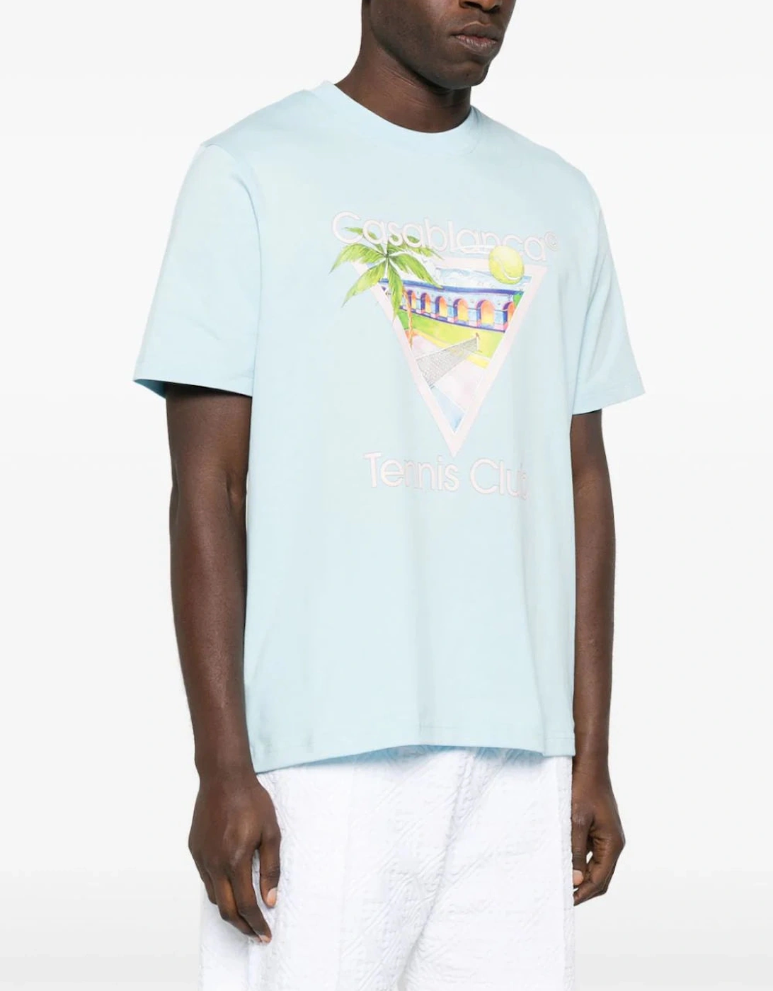 Tennis Club Printed T-Shirt in Pale Blue