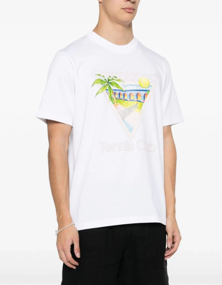 Tennis Club Icon Printed T-Shirt in White