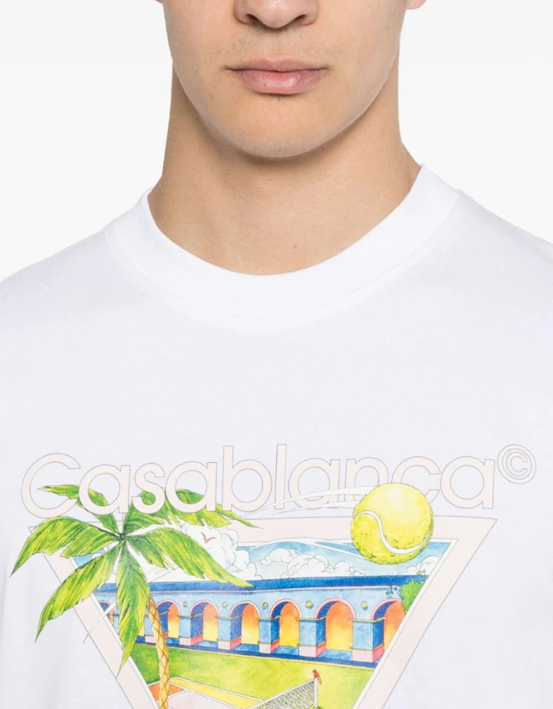 Tennis Club Icon Printed T-Shirt in White