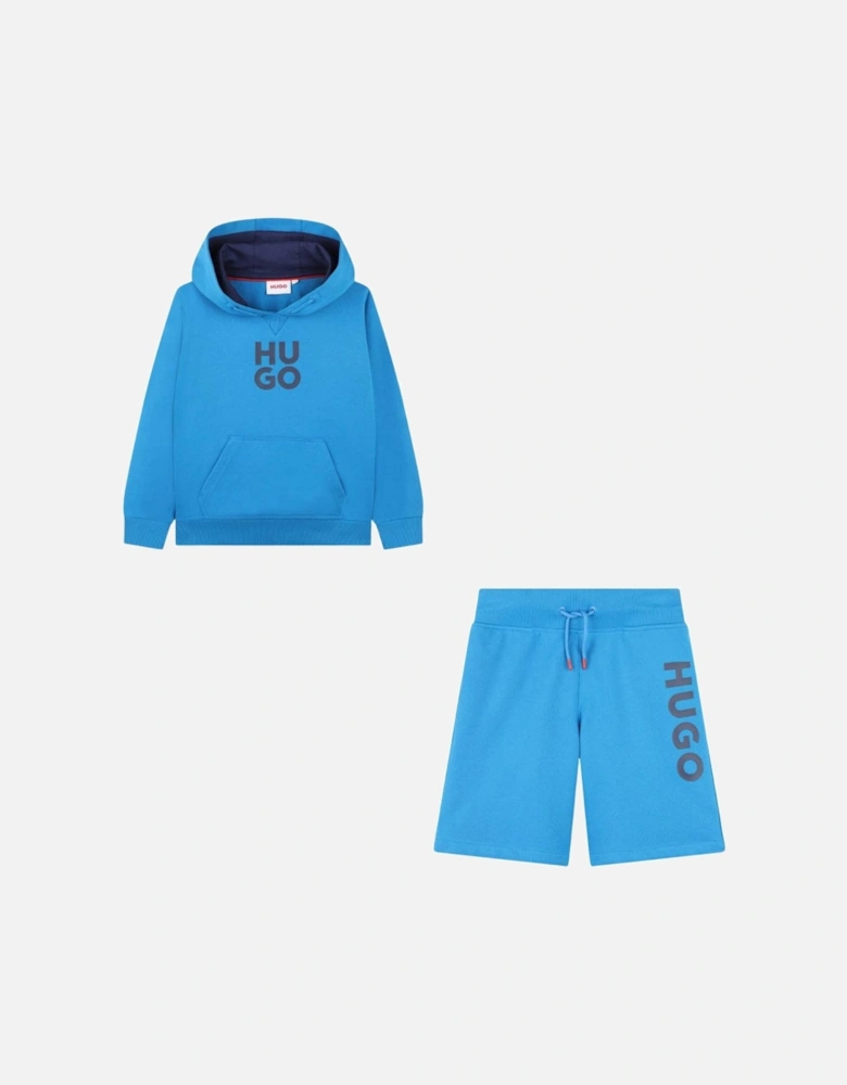 BLUE HOODY & SHORTS SET